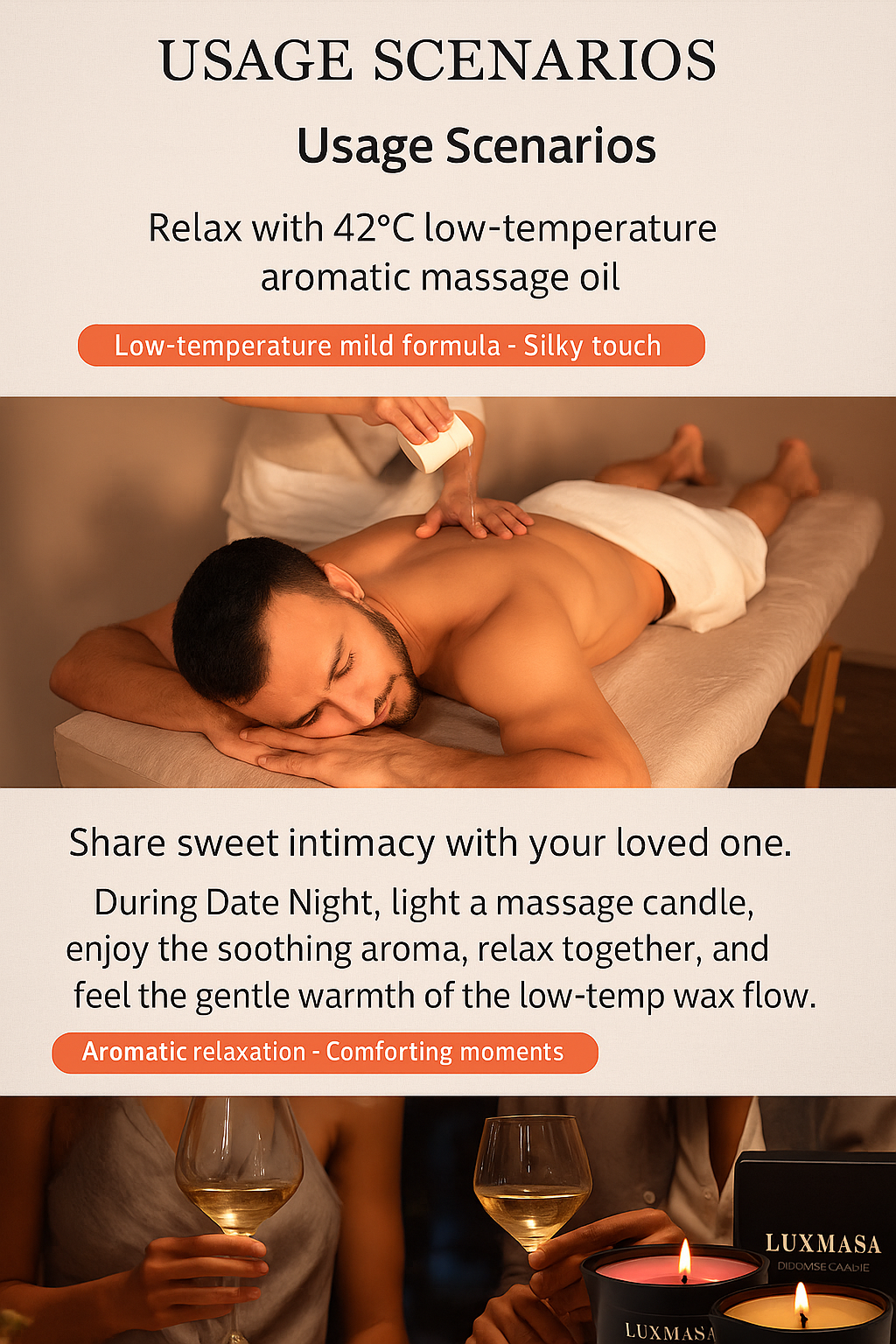 Coconut oil Low-Temperature SPA Massage Candle With Aromatherapy Essential Oil Skincare