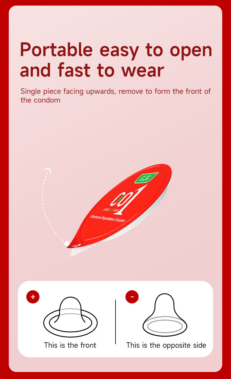 CJG Non-Latex Condoms, Waterborne Polyurethane Condoms, 54mm Medium Size, Ultra-Thin (0.01mm)