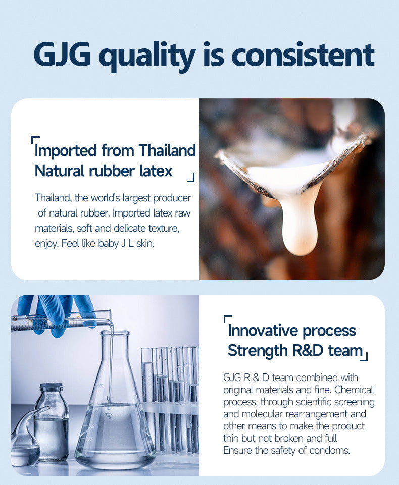 GJG Ultra Thin Series 10 Pcs Large Natural Rubber Latex Male Condom