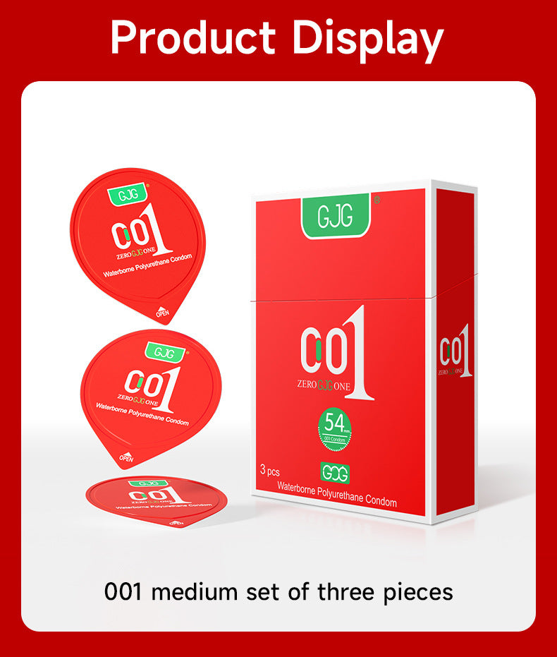 CJG Non-Latex Condoms, Waterborne Polyurethane Condoms, 54mm Medium Size, Ultra-Thin (0.01mm)