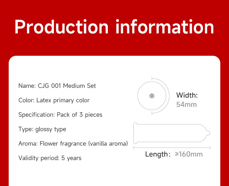 CJG Non-Latex Condoms, Waterborne Polyurethane Condoms, 54mm Medium Size, Ultra-Thin (0.01mm)