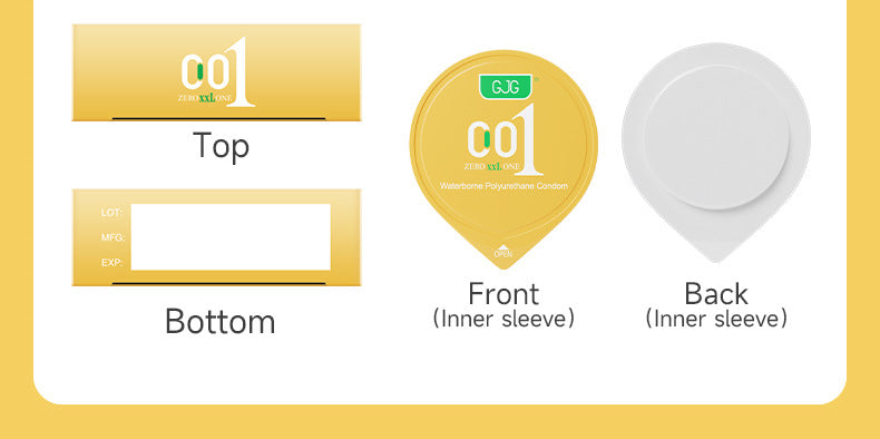 CJG  Non-Latex Condoms, Waterborne Polyurethane Condoms, 56mm Large Size, Ultra-Thin (0.01mm)