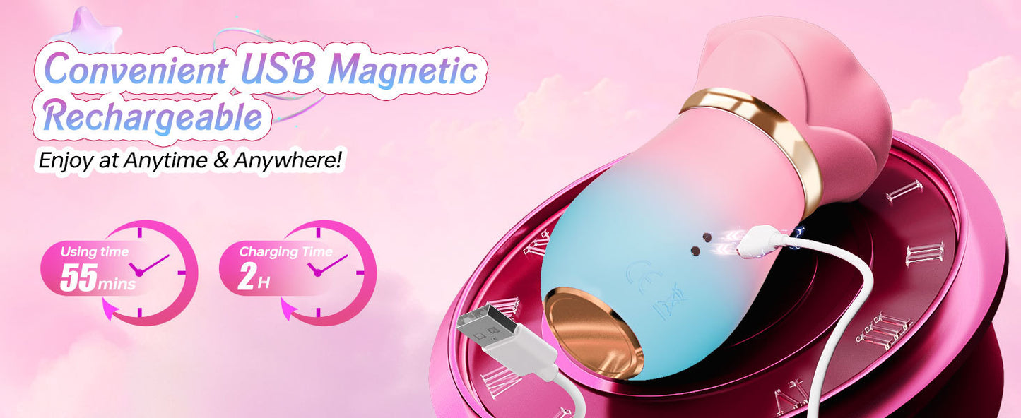 APP 5IN1 Mouth Sucking Vibrator Rose Sex Toy, 10 Tongue Licking, 3 Auto & 1 Manual Sucking