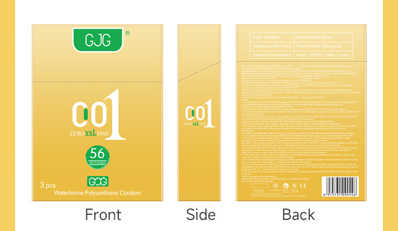 CJG  Non-Latex Condoms, Waterborne Polyurethane Condoms, 56mm Large Size, Ultra-Thin (0.01mm)