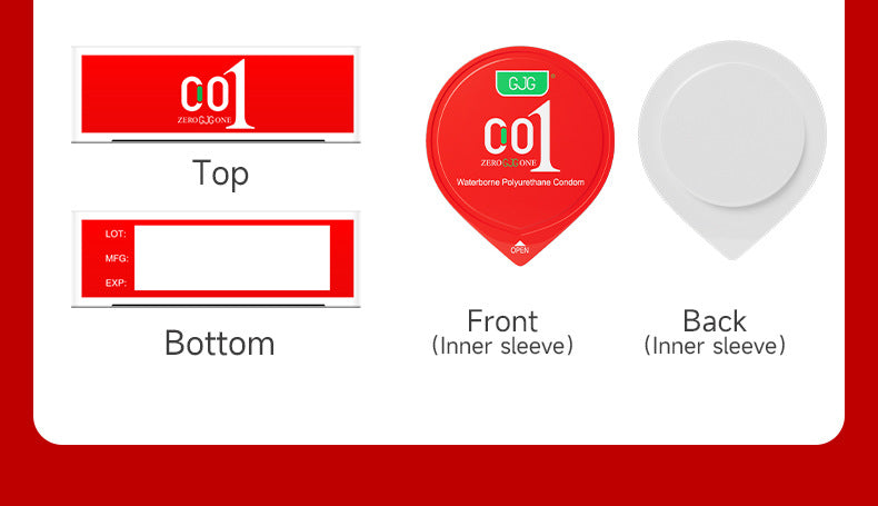 CJG Non-Latex Condoms, Waterborne Polyurethane Condoms, 54mm Medium Size, Ultra-Thin (0.01mm)