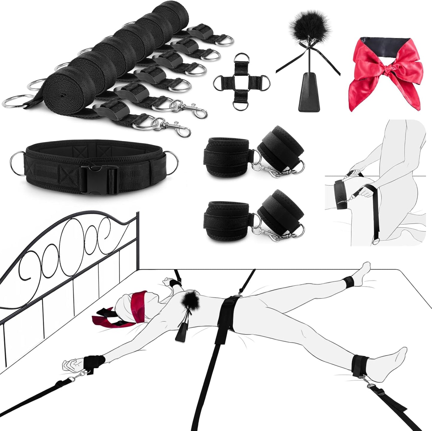 Adjustable BDSM Bed Restraints