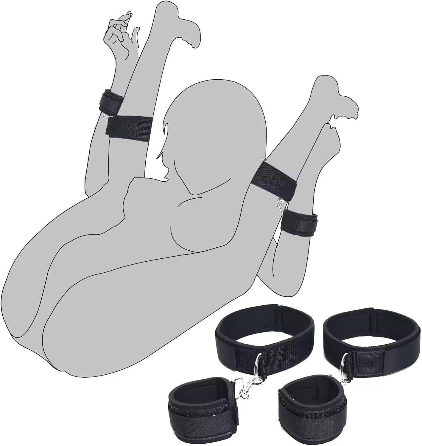 Sex Bondage Wrist & Thigh Cuffs BDSM Restraints Set