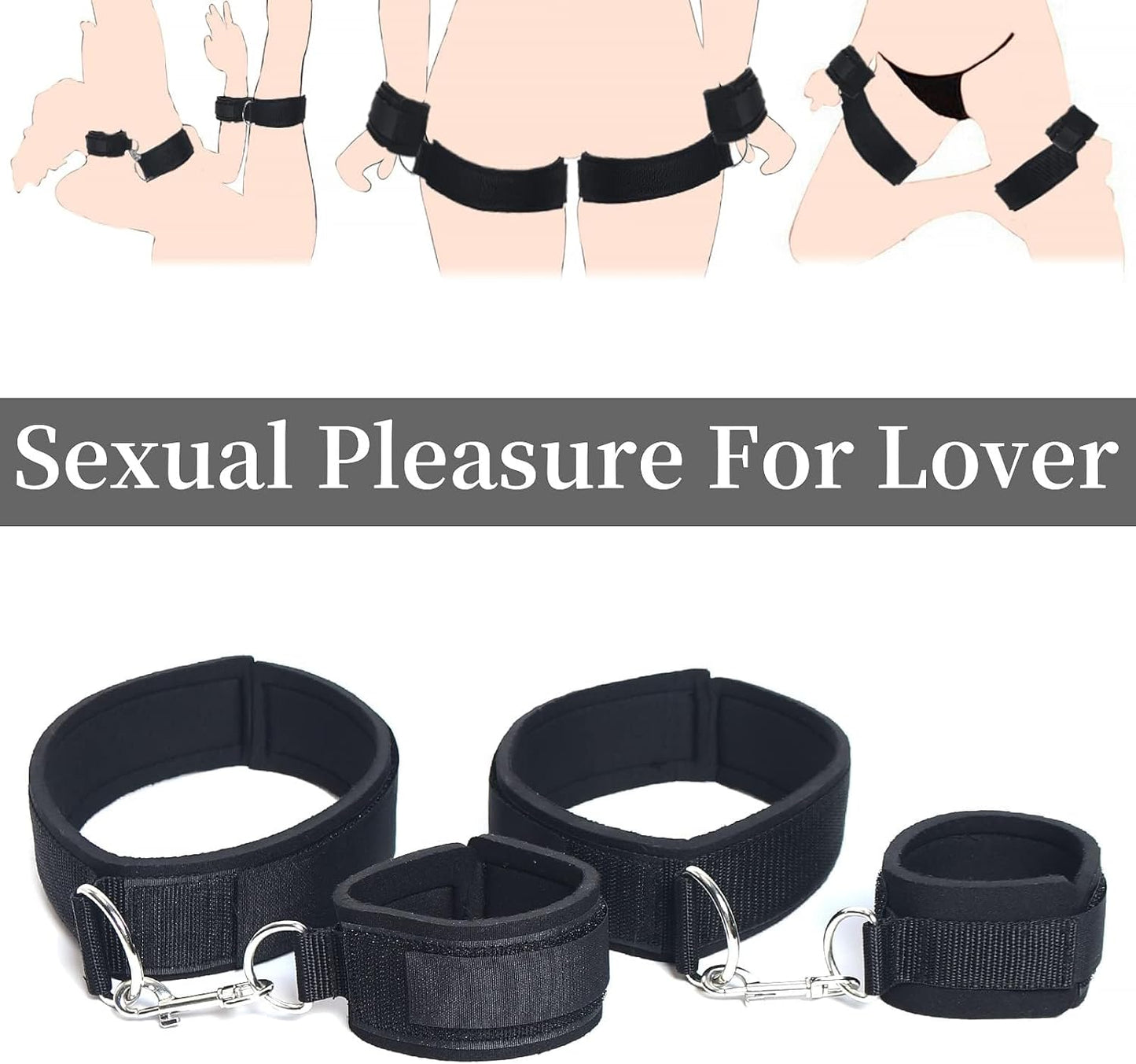 Sex Bondage Wrist & Thigh Cuffs BDSM Restraints Set