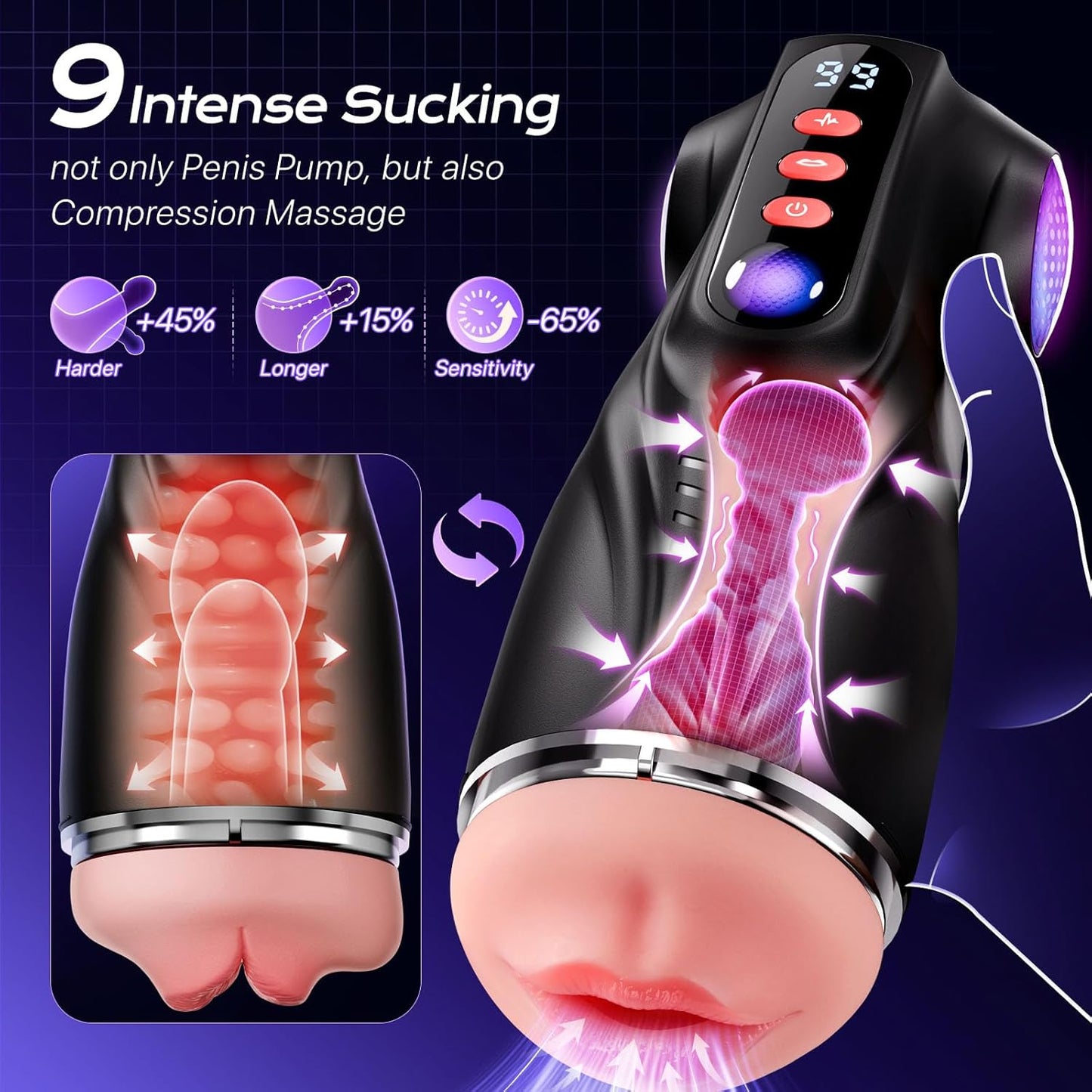 APP Control 3 Sleeves Sets AI Sync Pocket Pussy Penis Pump with 9 Sucking & 9 Vibrating