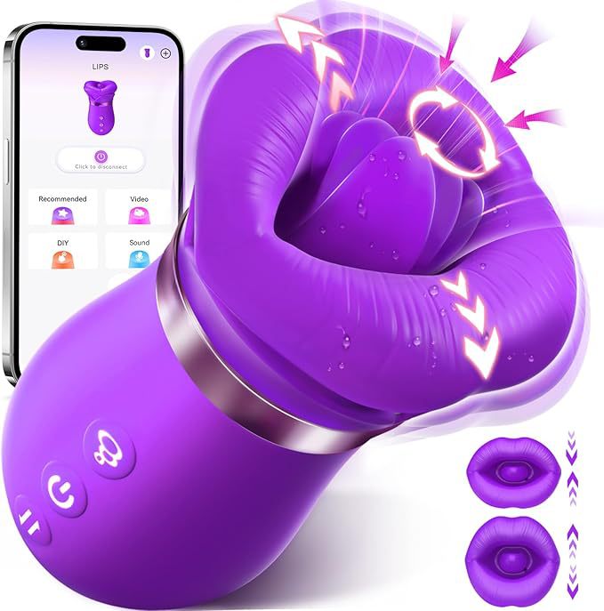 APP 5IN1 Mouth Sucking Vibrator Rose Sex Toy, 10 Tongue Licking, 3 Auto & 1 Manual Sucking