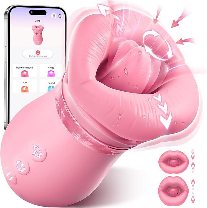 APP 5IN1 Mouth Sucking Vibrator Rose Sex Toy, 10 Tongue Licking, 3 Auto & 1 Manual Sucking