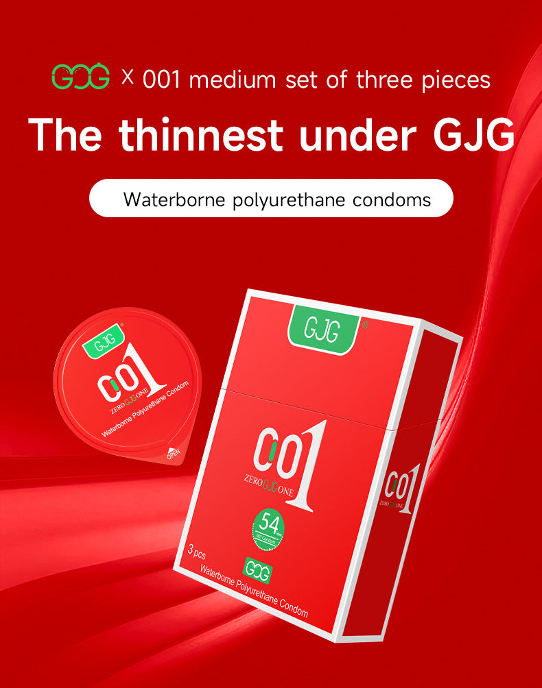 CJG Non-Latex Condoms, Waterborne Polyurethane Condoms, 54mm Medium Size, Ultra-Thin (0.01mm)