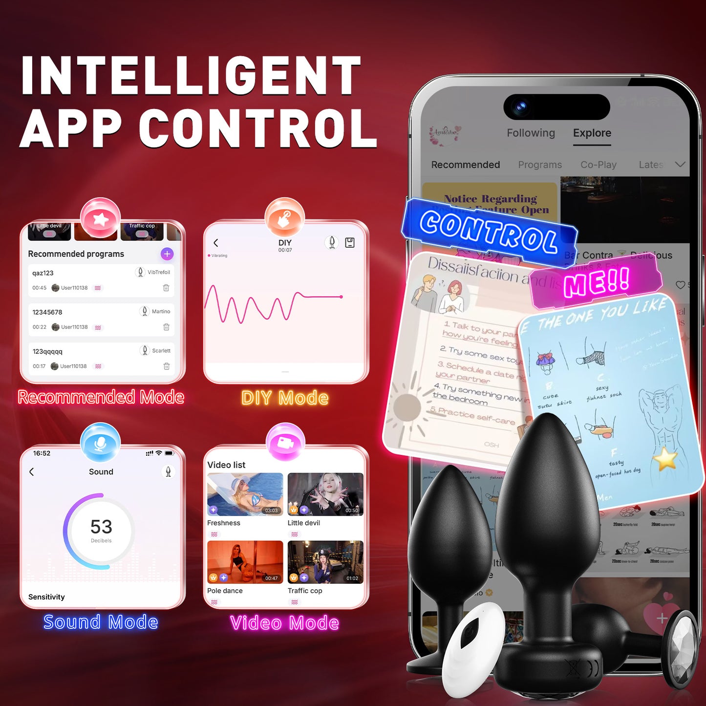 3PCS Silicone Anal Plugs With APP Remote Control