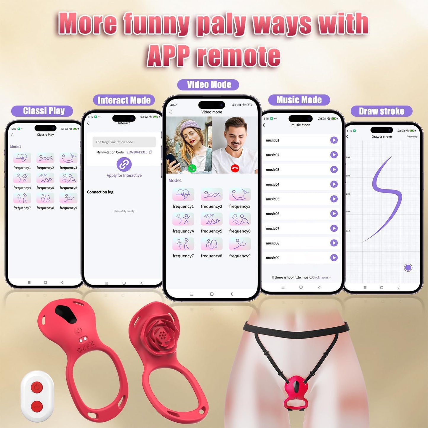 Couples Rose App Remote Control Wearable Vibrator