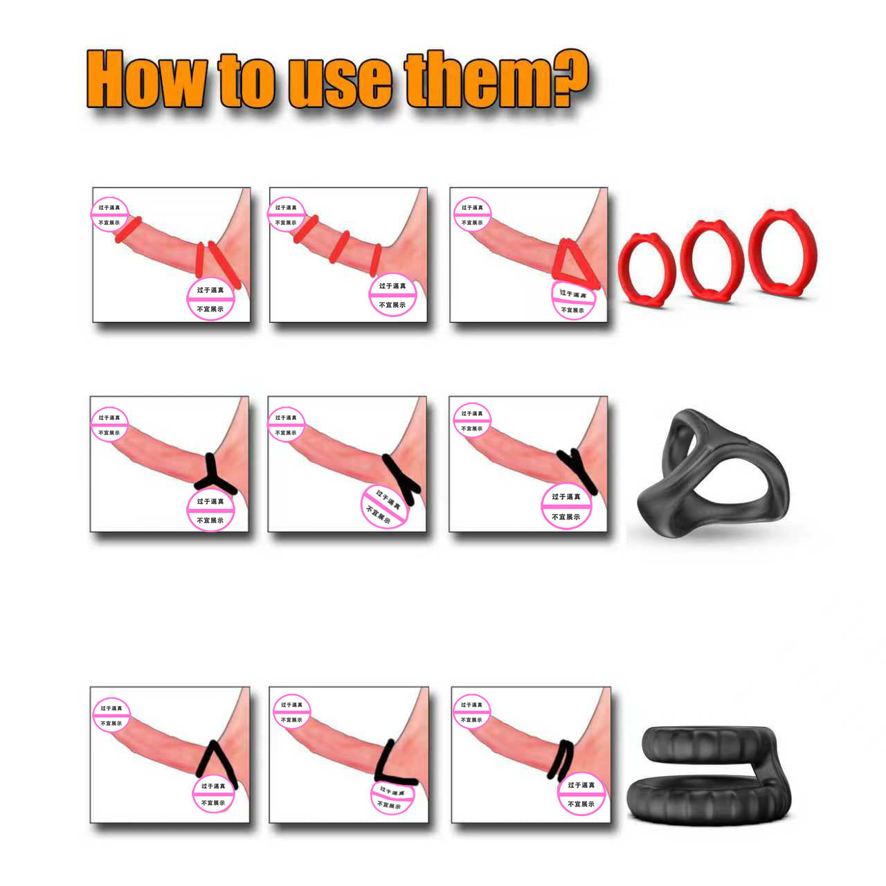 8 Sizes Silicone Penis Ring