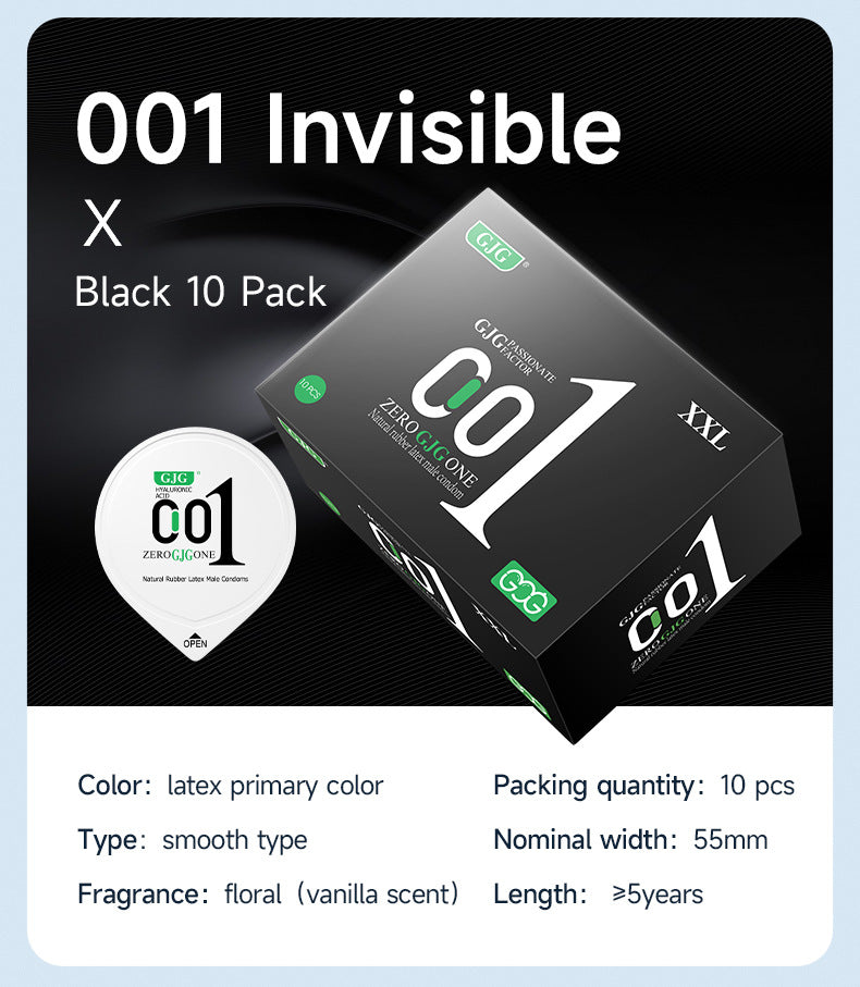 GJG Ultra Thin Series 10 Pcs Large Natural Rubber Latex Male Condom